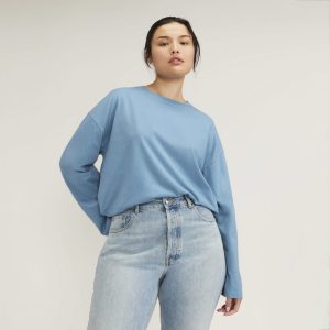The Organic Cotton Relaxed Long Sleeve Tee | Heritage Blue