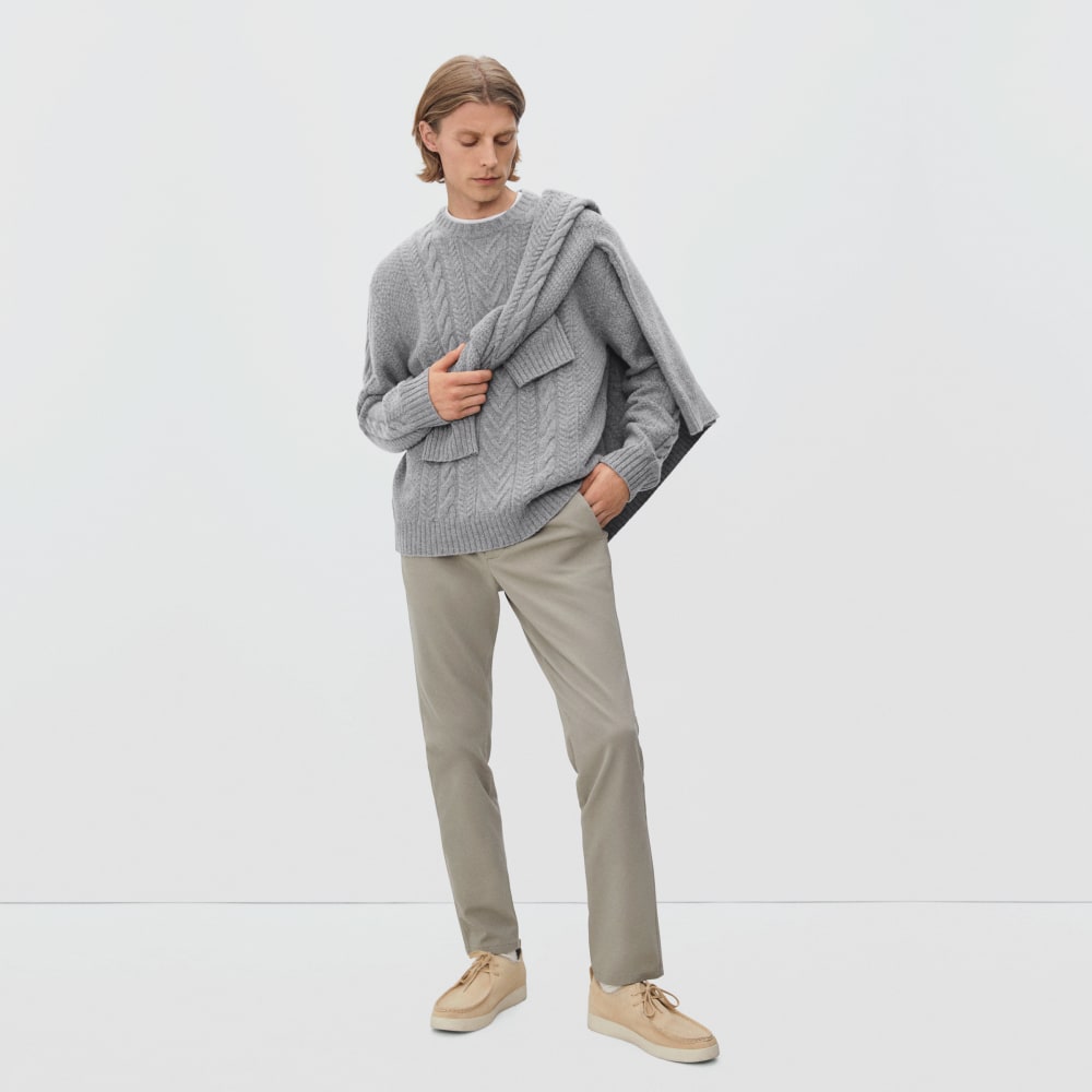The Felted Merino Cable-Knit Crew | Heathered Mid-Grey - Image 5
