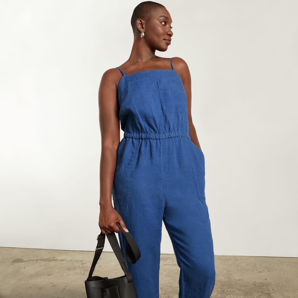 The Linen Shoestring Jumpsuit | Deep Blue - Image 5