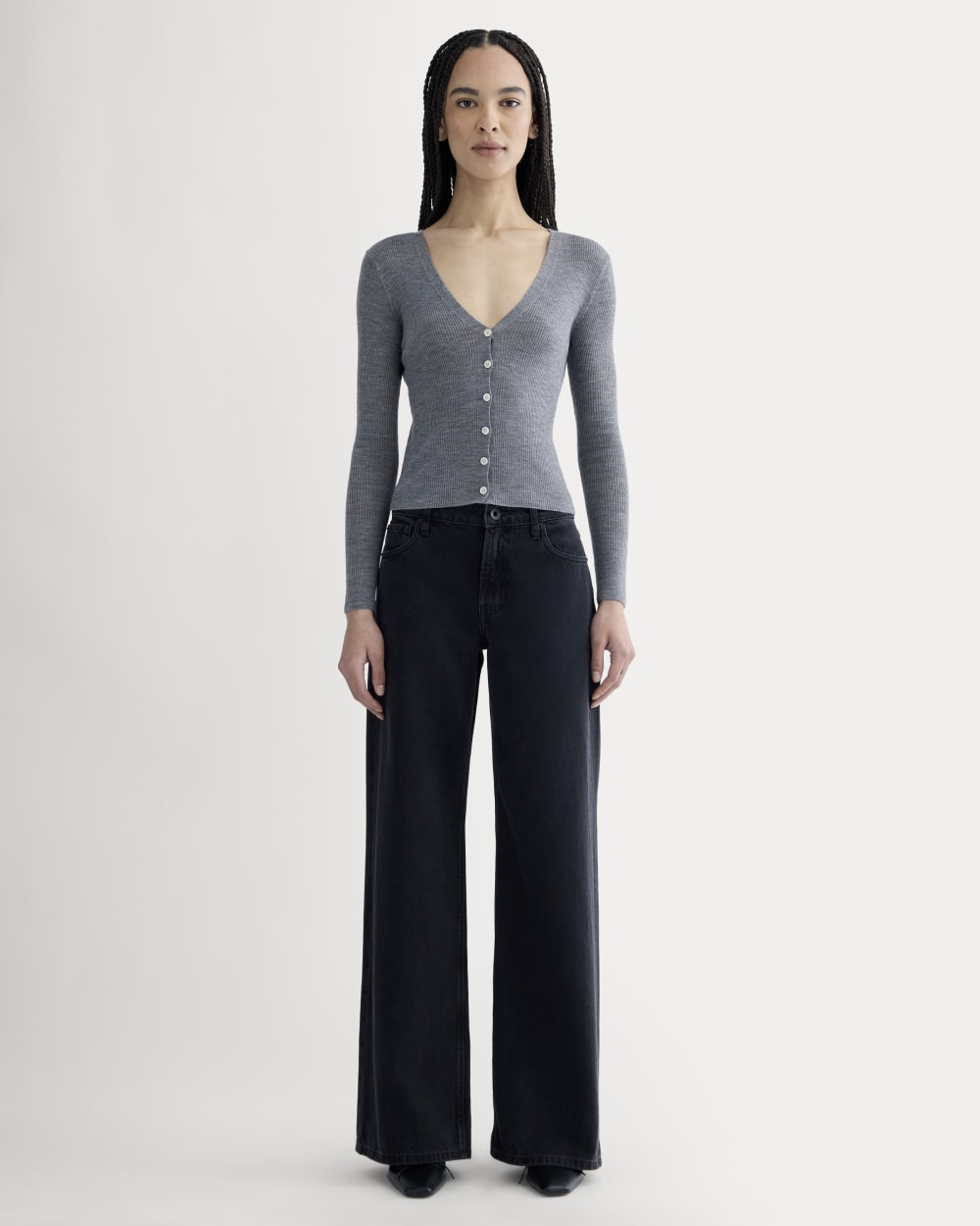 The Cardigan in Ultrasoft Merino | Heather Mid Grey - Image 3