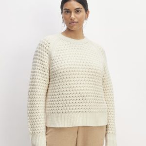 The Cloud Oversized Textured Crew | Bone