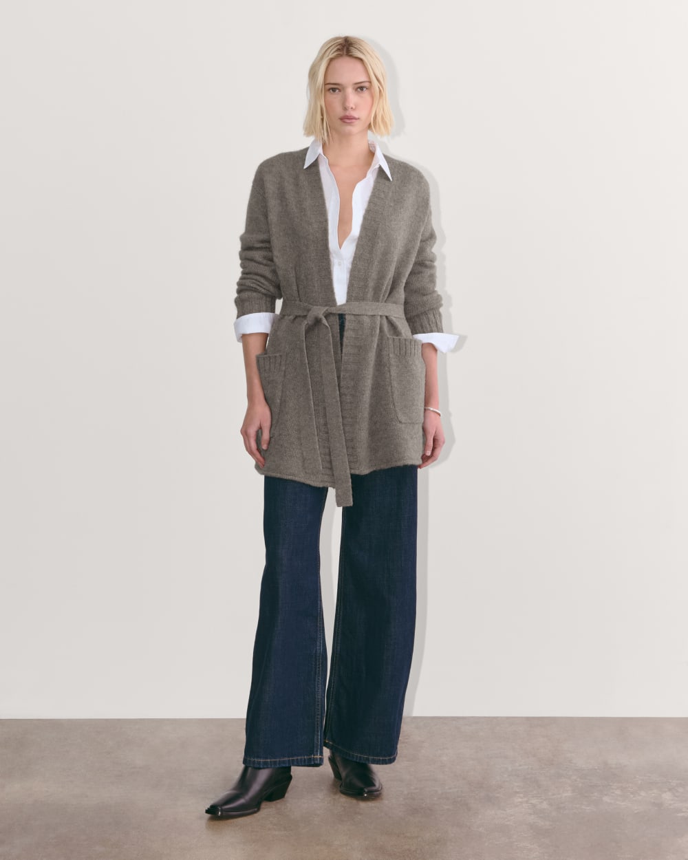 The Robe Cardigan in Alpaca | Taupe Melange - Image 6