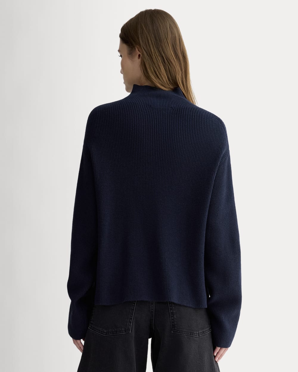 The Slouchy Funnel Neck in Everyday Cotton | Navy - Image 5