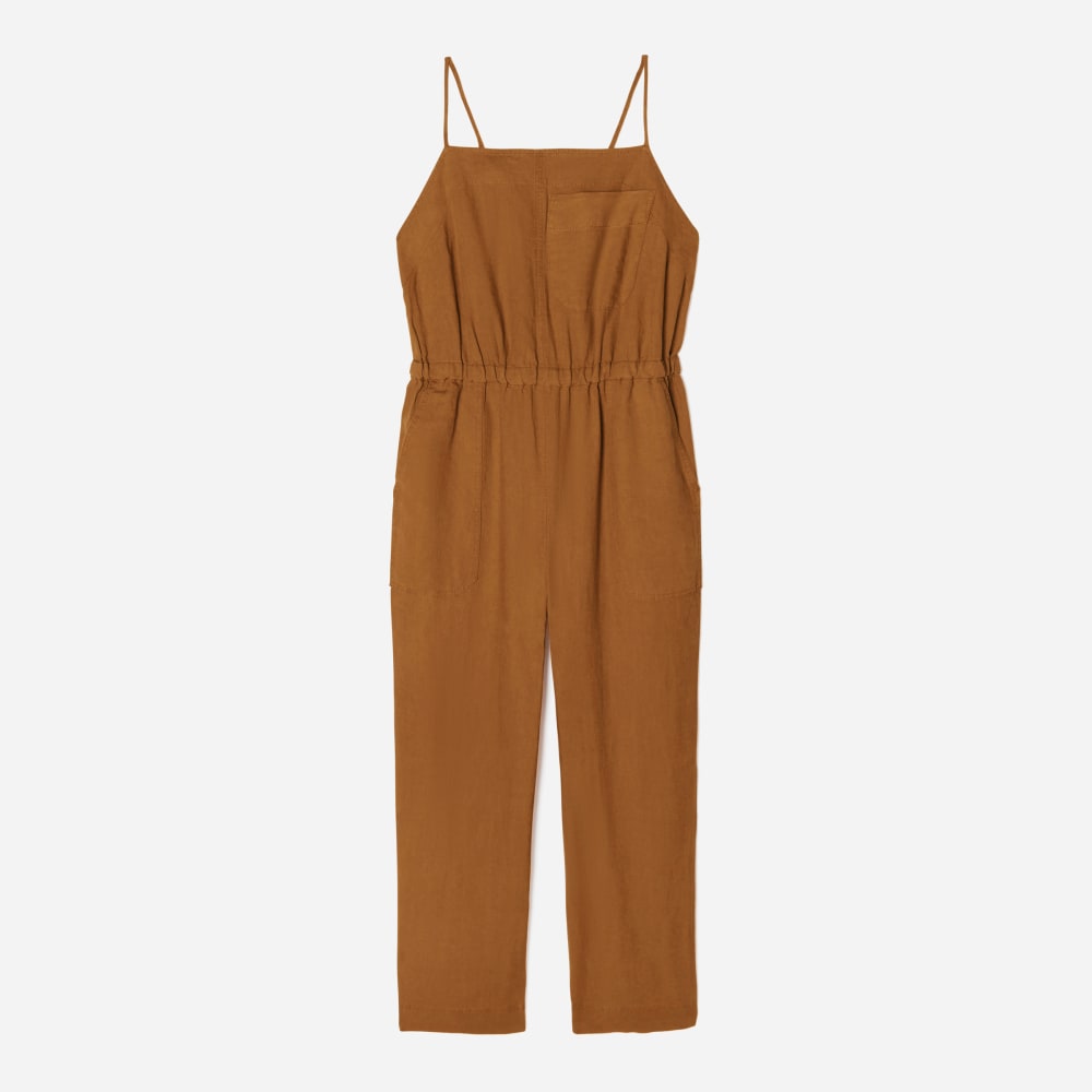 The Linen Shoestring Jumpsuit | Tawny Brown
