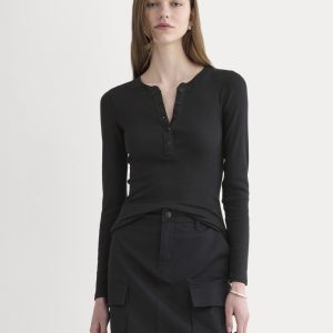 The Luxe Rib Henley | Black