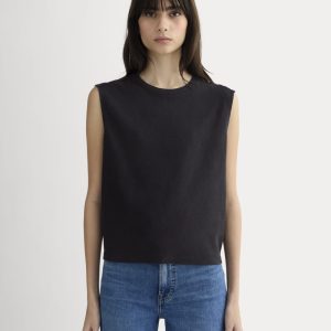 The Muscle Tee in Cotton Linen | Black