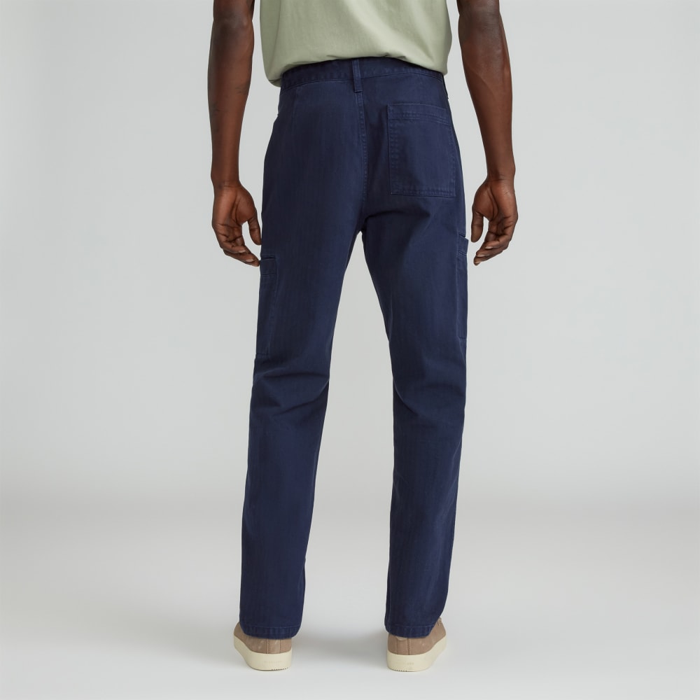 The Organic Cotton Herringbone Refined Cargo | Navy - Image 3