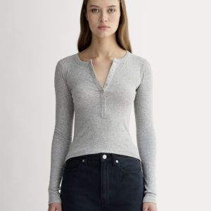 The Luxe Rib Henley | Heathered Grey
