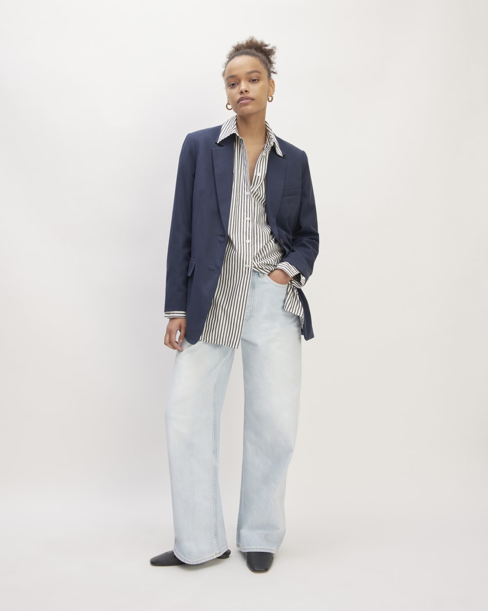 The Supima? Cotton Boyfriend Shirt | Optic White / Black - Image 3