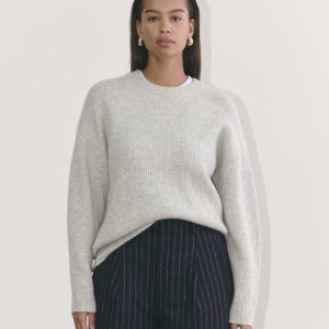 The Cocoon Crew in Wool Cashmere | Light Heather Grey