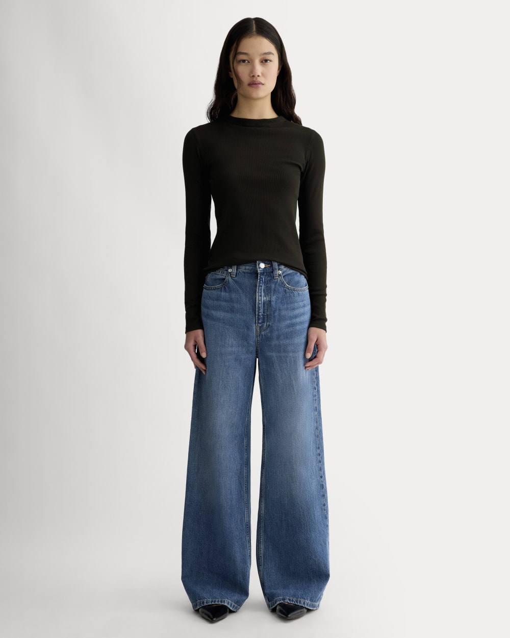 The Luxe Rib Funnel-Neck Tee | Black - Image 3