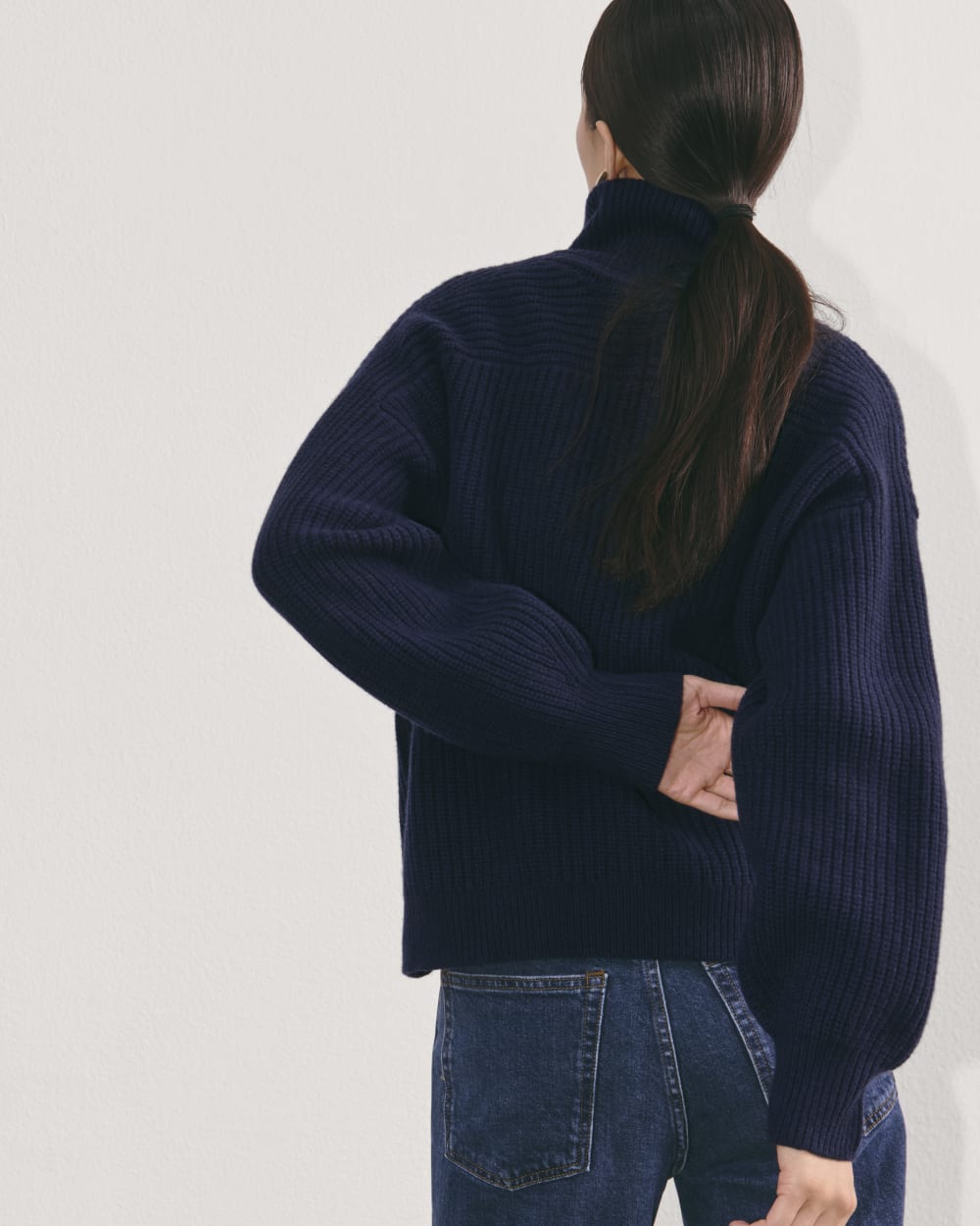 The Half-Zip Sweater in Luxe Merino | Navy - Image 7