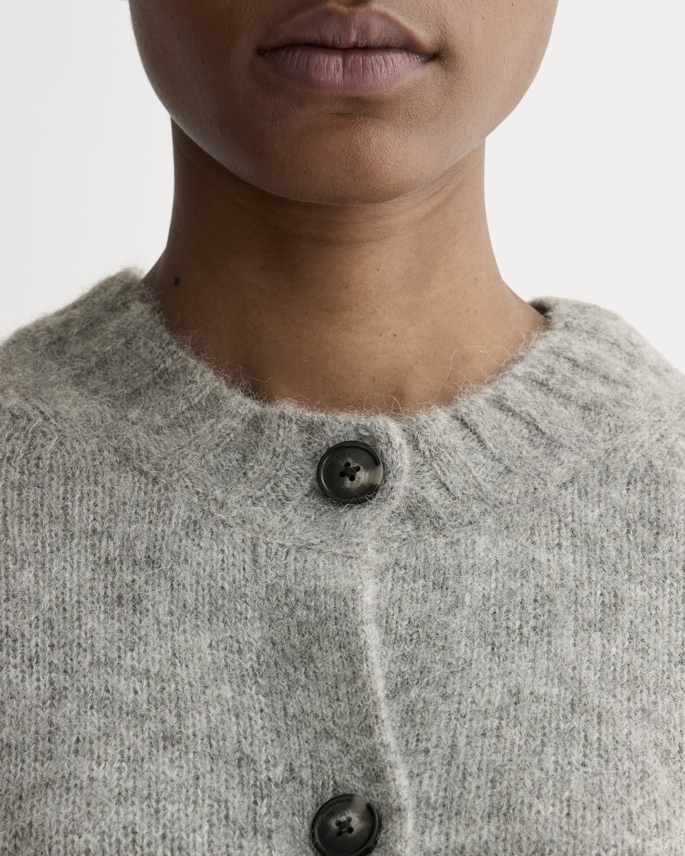 The Crew Cardigan in Alpaca | Heather Stone Grey - Image 4
