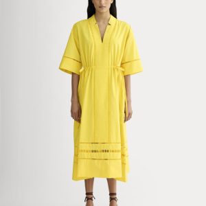 The Lace Trim Caftan Dress | High Visibility Yellow