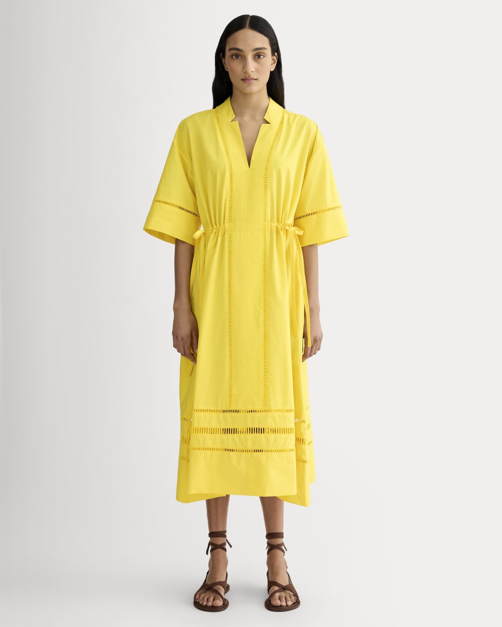The Lace Trim Caftan Dress | High Visibility Yellow