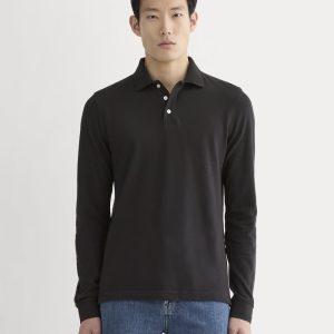The Long-Sleeve Pique Polo | Black