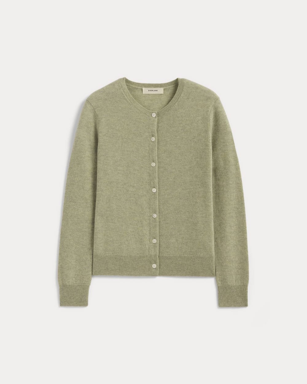The Classic Cardigan in Cashmere | Light Heathered Moss - Image 2