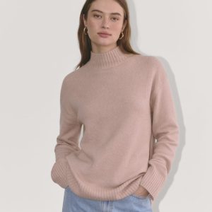 The Mockneck Sweater in Plush Cotton | Dusty Rose