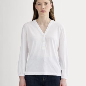 The Air V-Neck Henley | White