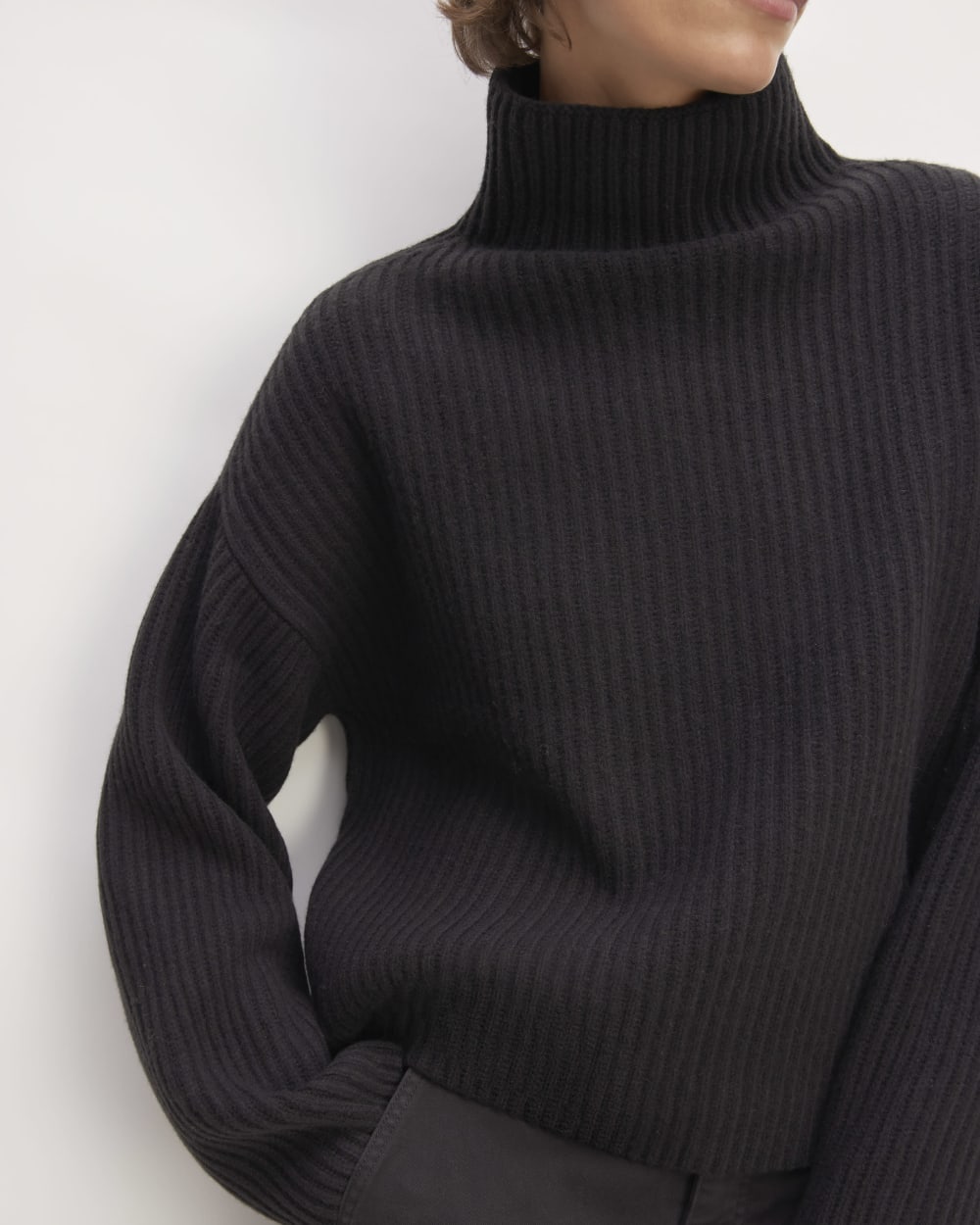 The Felted Merino Funnel-Neck Pullover | Black - Image 4