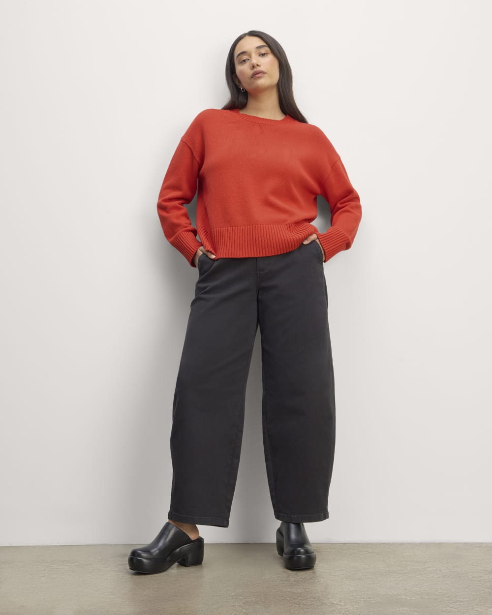 The Boxy Sweater in Everyday Cotton | Poppy Red - Image 3