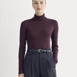 The Luxe Rib Turtleneck | Heathered Port Royale
