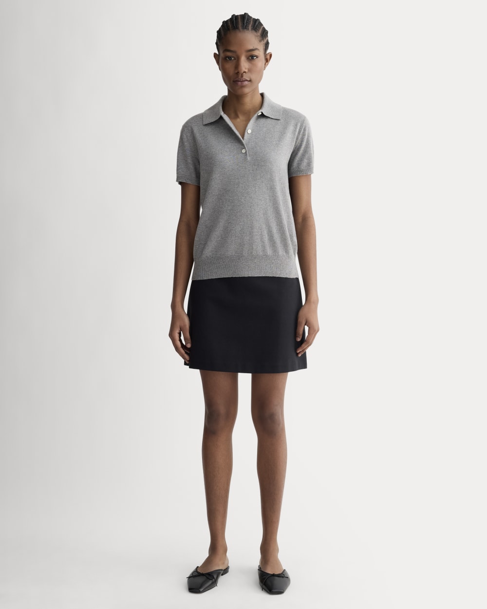 The Polo in Cotton Cashmere | Heather Charcoal - Image 3