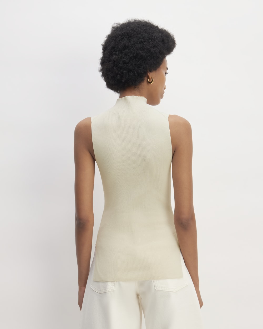 The Viscose Mock Neck Top | Beige - Image 6