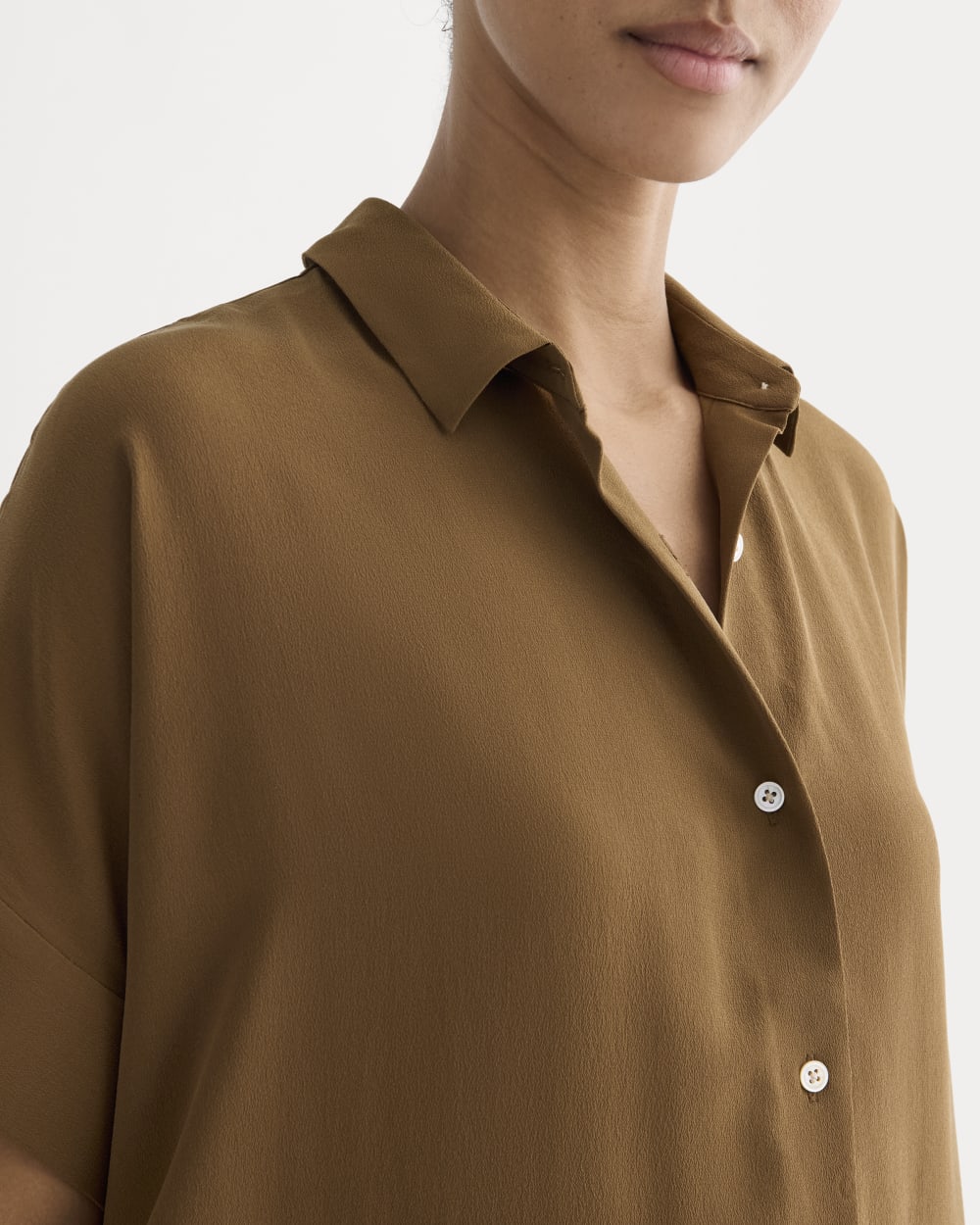 The Boxy Shirt in Washable Silk | Toffee - Image 4
