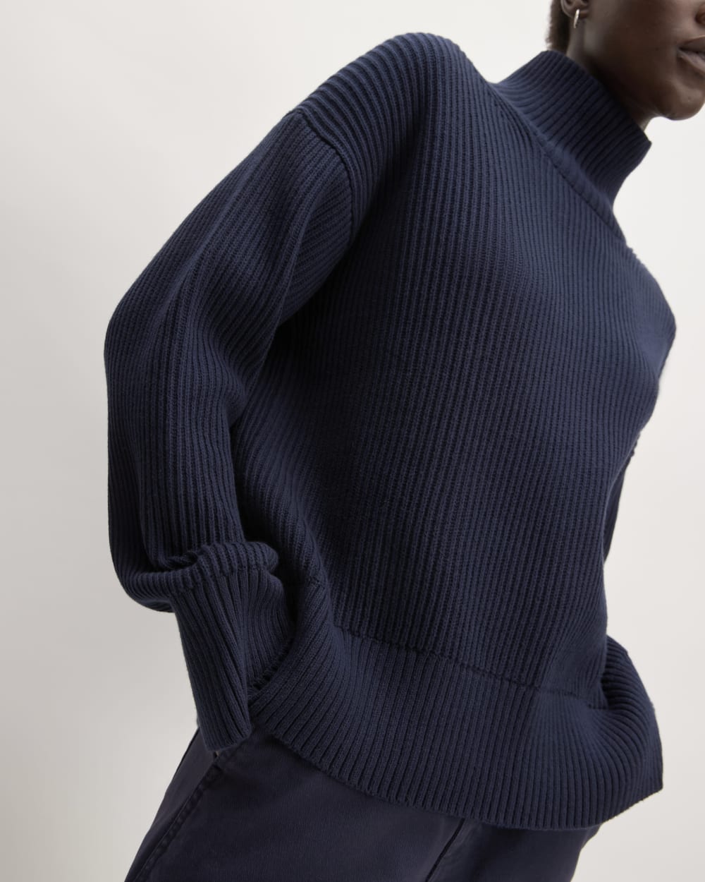 The Organic Cotton Ribbed Turtleneck | Navy - Image 5