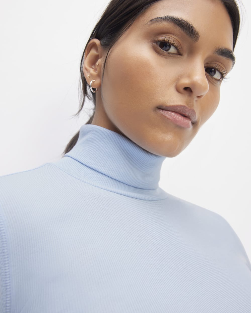The Luxe Rib Turtleneck | Chambray Blue - Image 3