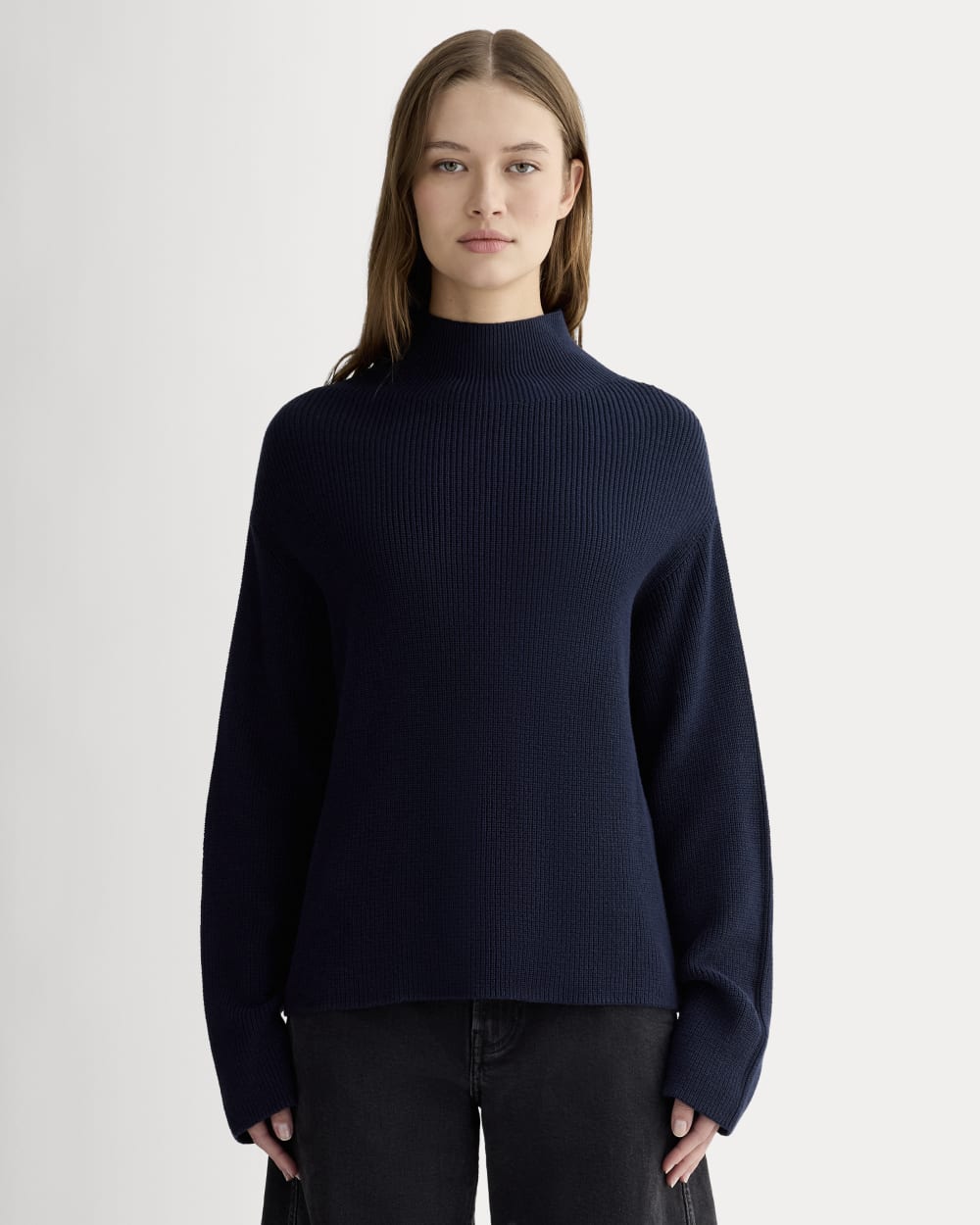 The Slouchy Funnel Neck in Everyday Cotton | Navy