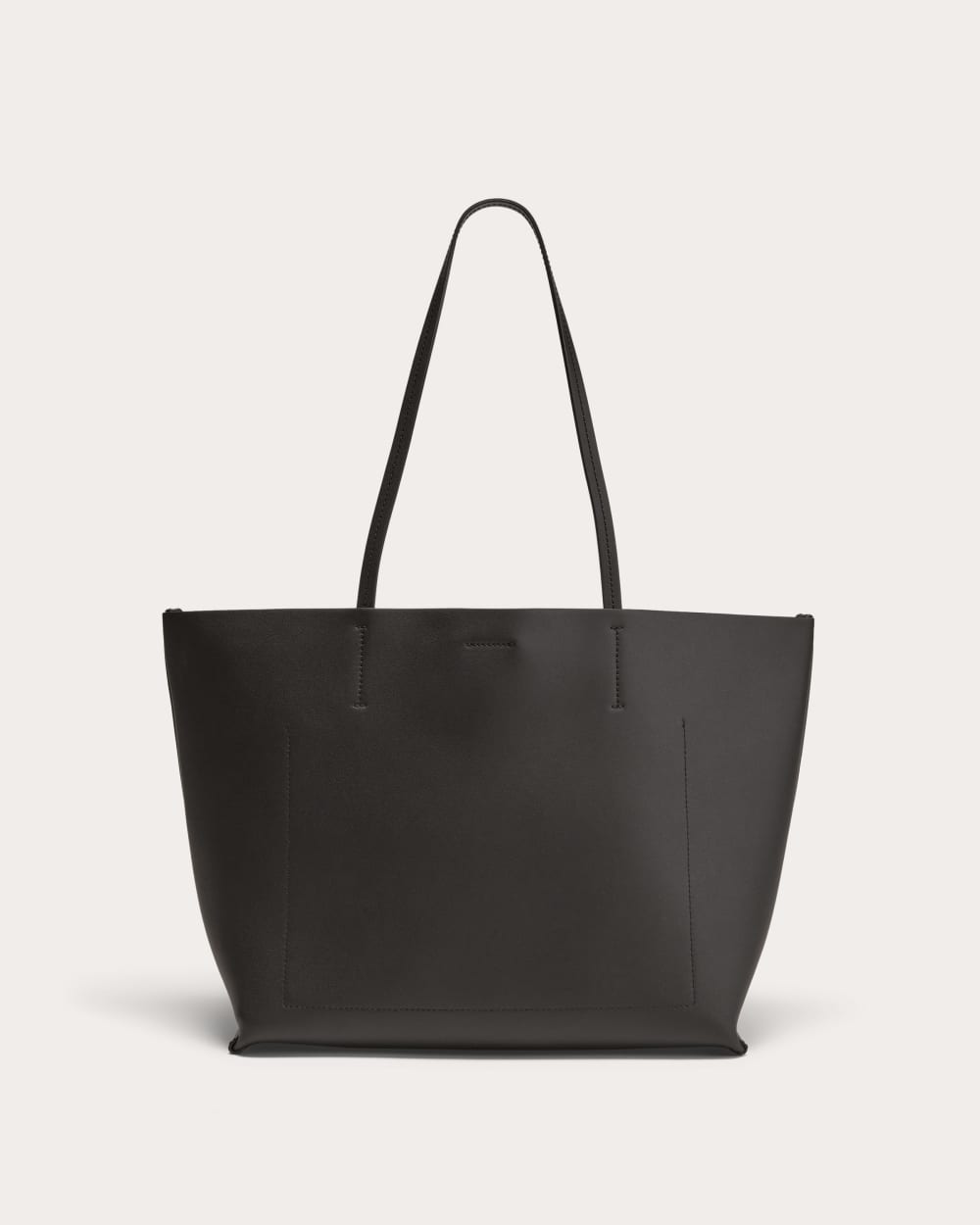 The Luxe Medium Italian Leather Tote | Black - Image 6