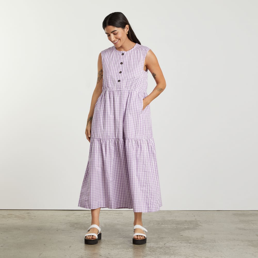 The Tiered Midi Dress | Orchid Gingham - Image 2