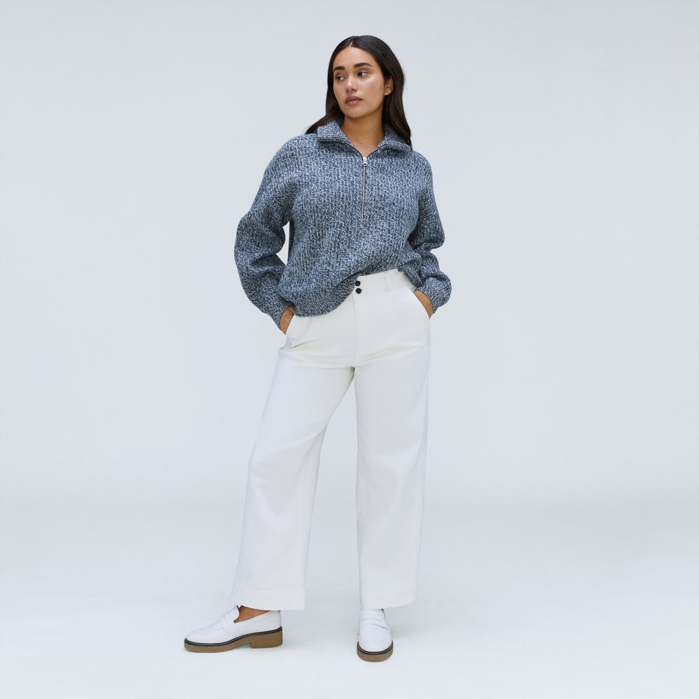 The Half-Zip Sweater in Luxe Merino | Dark Mallard / Oat Twist - Image 6