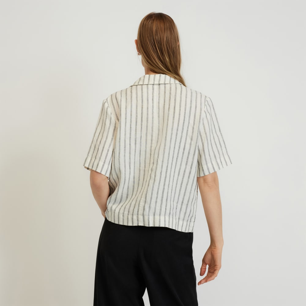 The Linen Workwear Shirt | Black / Canvas Tan - Image 3