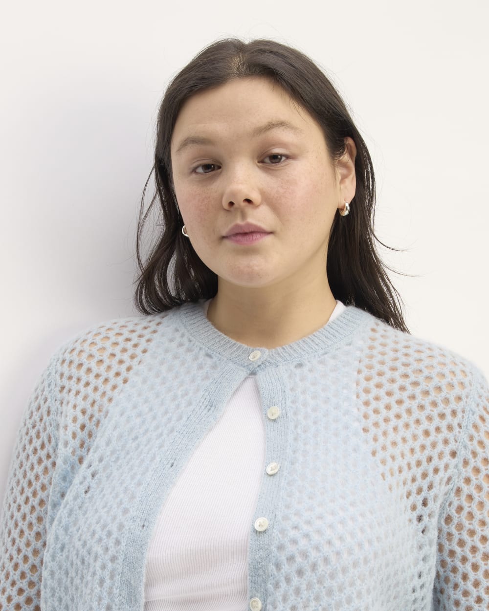 The Everlane x Marques' Almeida Alpaca Mesh Cardigan | Mist - Image 4
