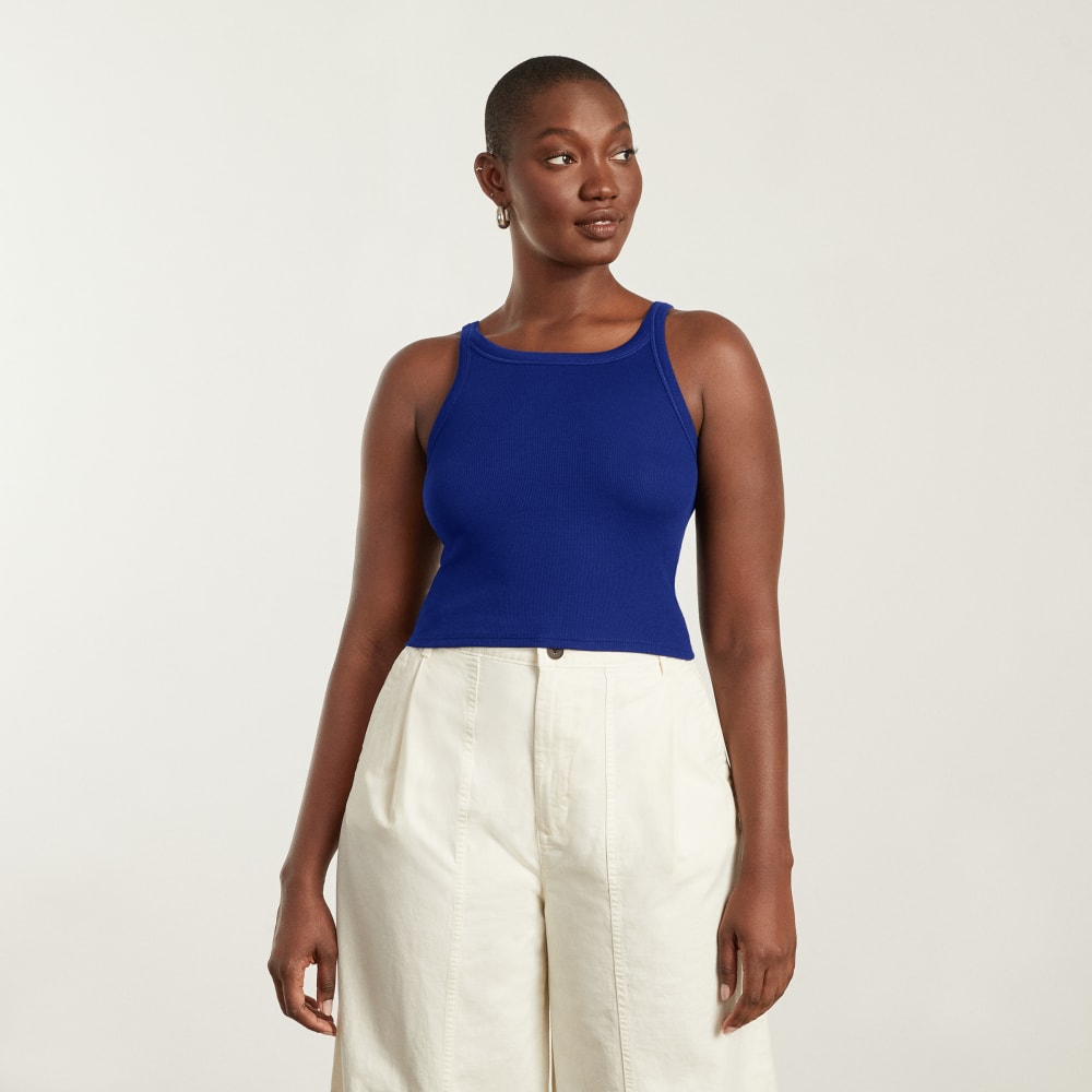 The Pima Micro-Rib Short Tank | Cobalt - Image 2