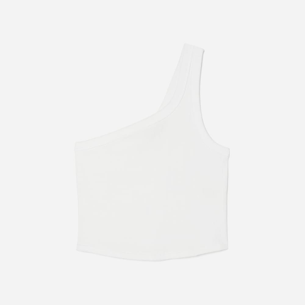 The Ribbed One-Shoulder Tank | White