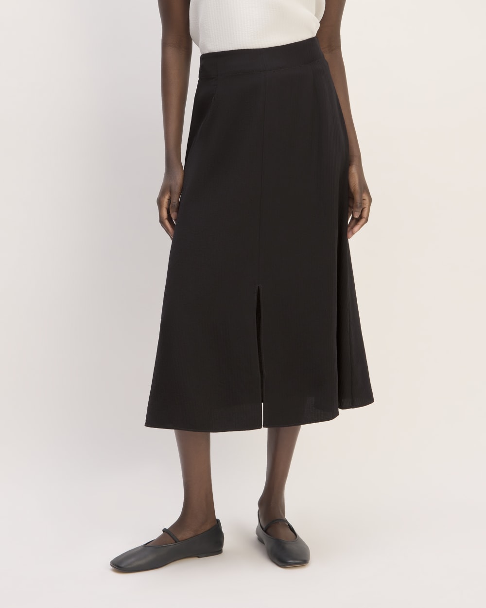 The Mini Jacquard Stripe Slip Skirt | Black - Image 3