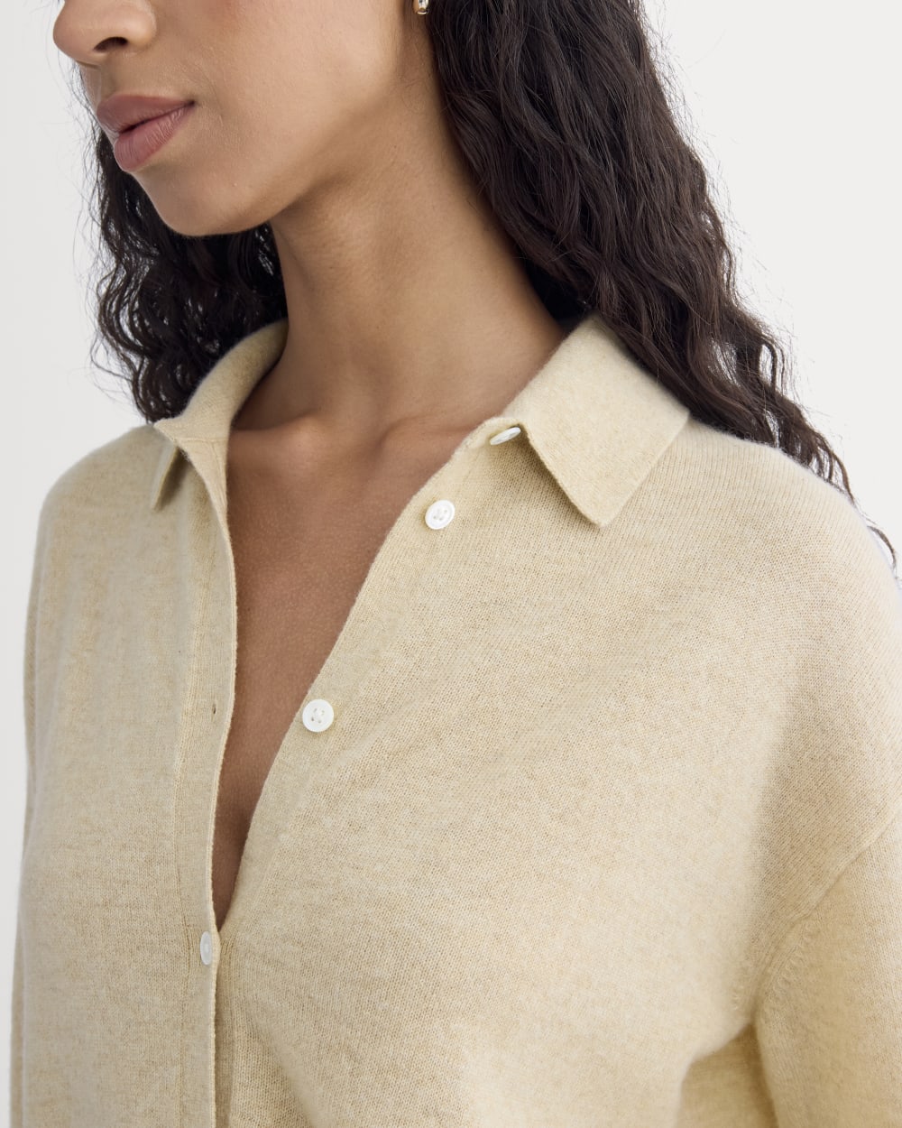 Cashmere Button-Up Shirt | Heather Light Camel - Image 4