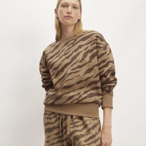 The ReTrack Oversized Crew | Cocoa Tiger Stripe