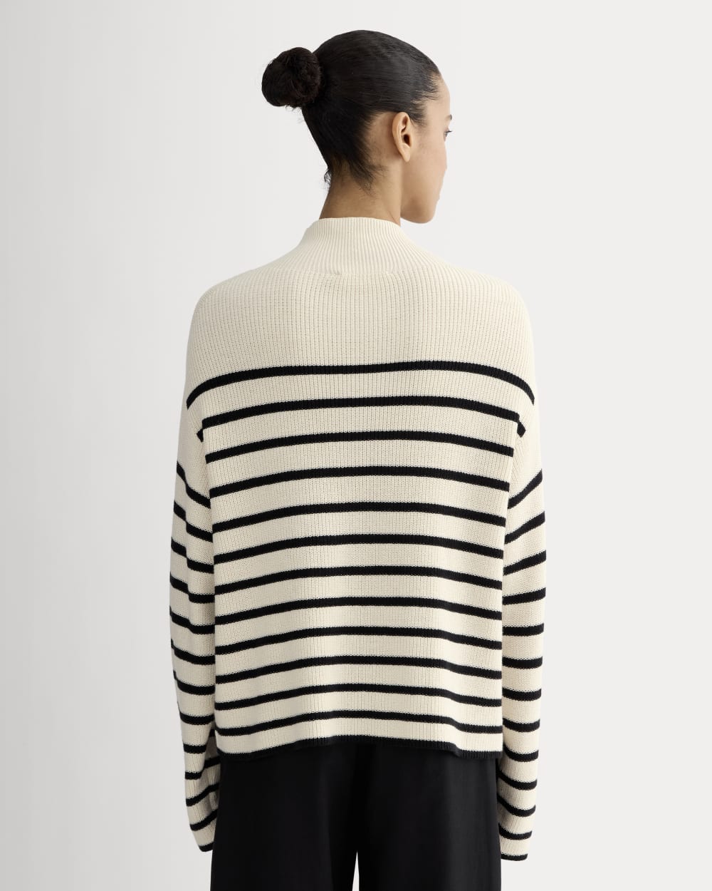 The Slouchy Funnel Neck in Everyday Cotton | Canvas / Black - Image 5
