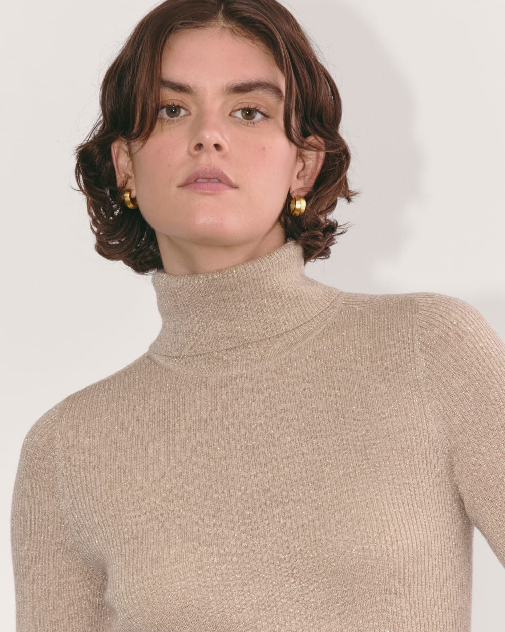 The Turtleneck in Lurex Merino | Gold - Image 3