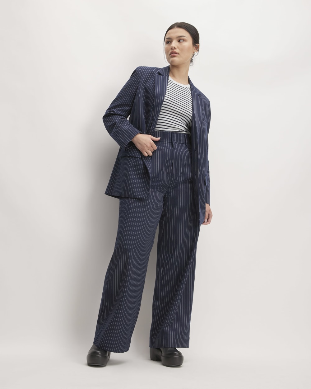 The Tank in Ultrasoft Merino | Bone / Navy - Image 3