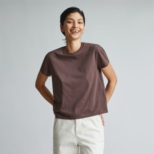 The Box-Cut Tee in Essential Cotton | Chocolate Brown | No Pocket