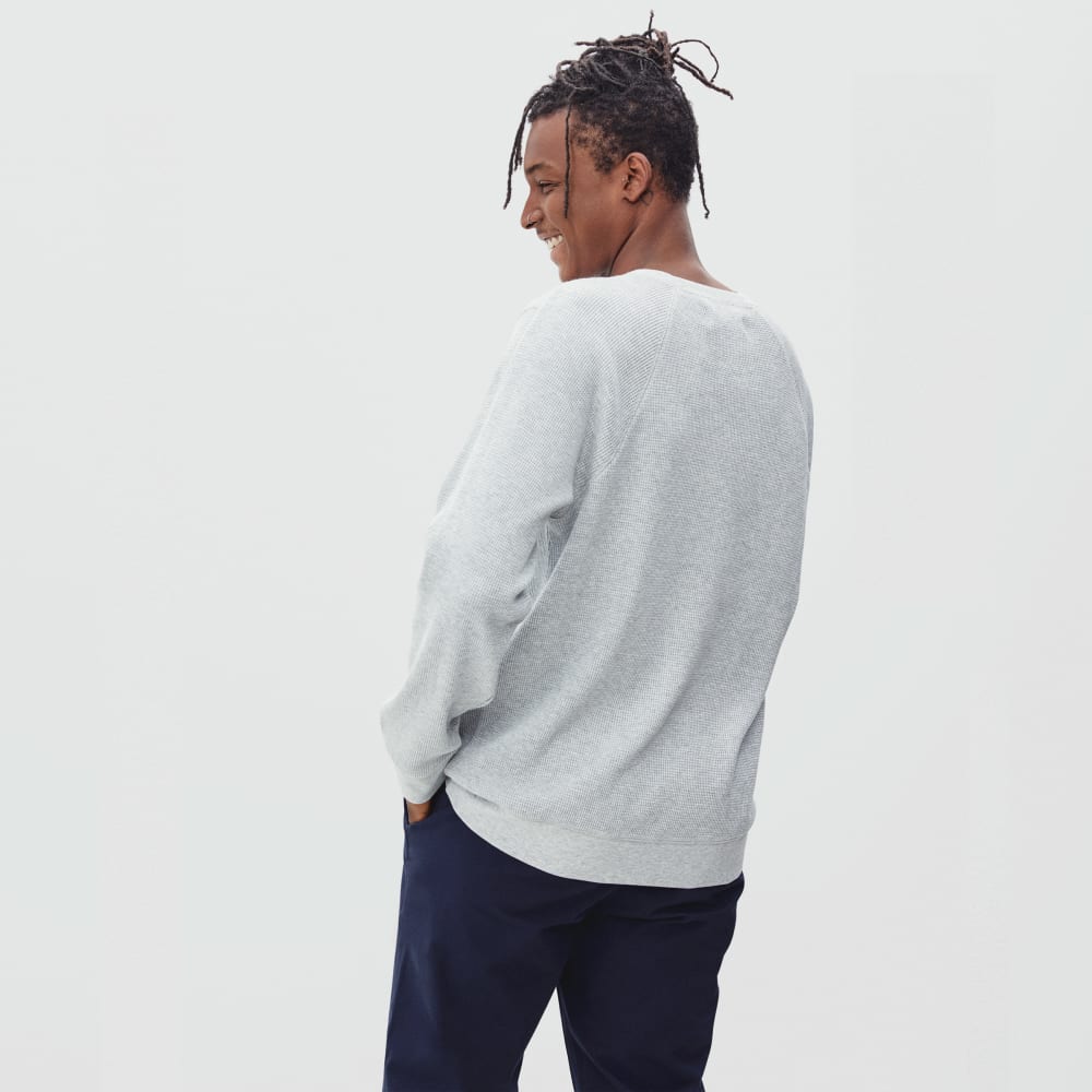 The Waffle Long-Sleeve Crew Tee | Heathered Light Grey - Image 3