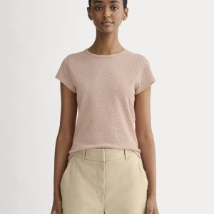 The Pointelle Short-Sleeve Tee | Rose Smoke