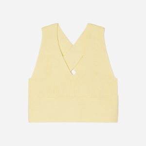 The Cross-Back Cropped Sweater Top | Pastel Yellow