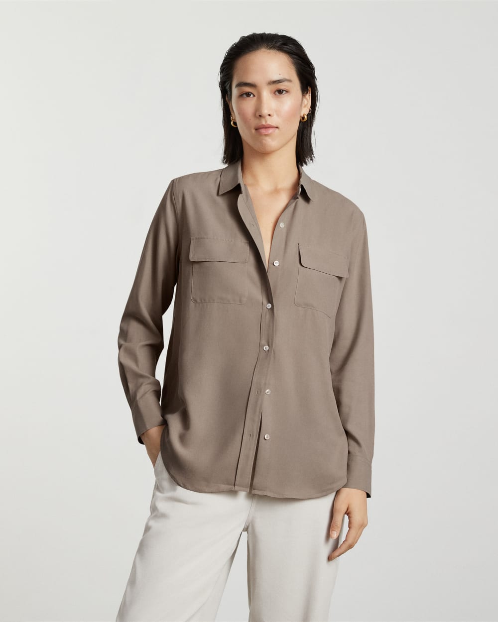 The Washable Silk Relaxed Shirt | Burnt Sugar - Image 4